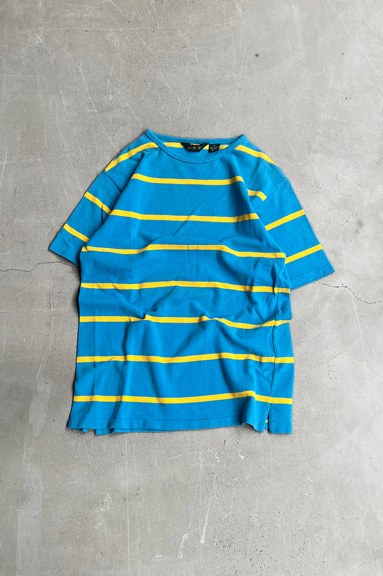 90'S BORDER T-SHIRT  / LIGHT BLUE [SIZE: S USED]