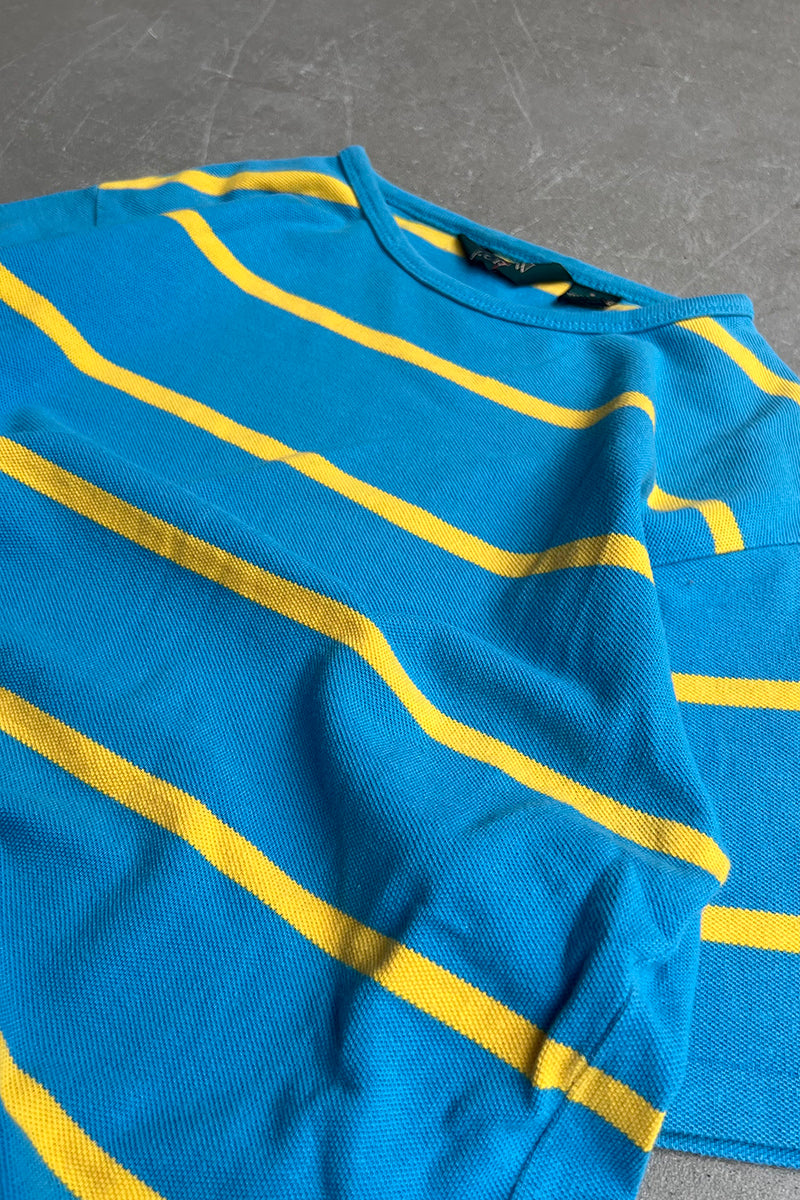 90'S BORDER T-SHIRT / LIGHT BLUE [SIZE: S USED]