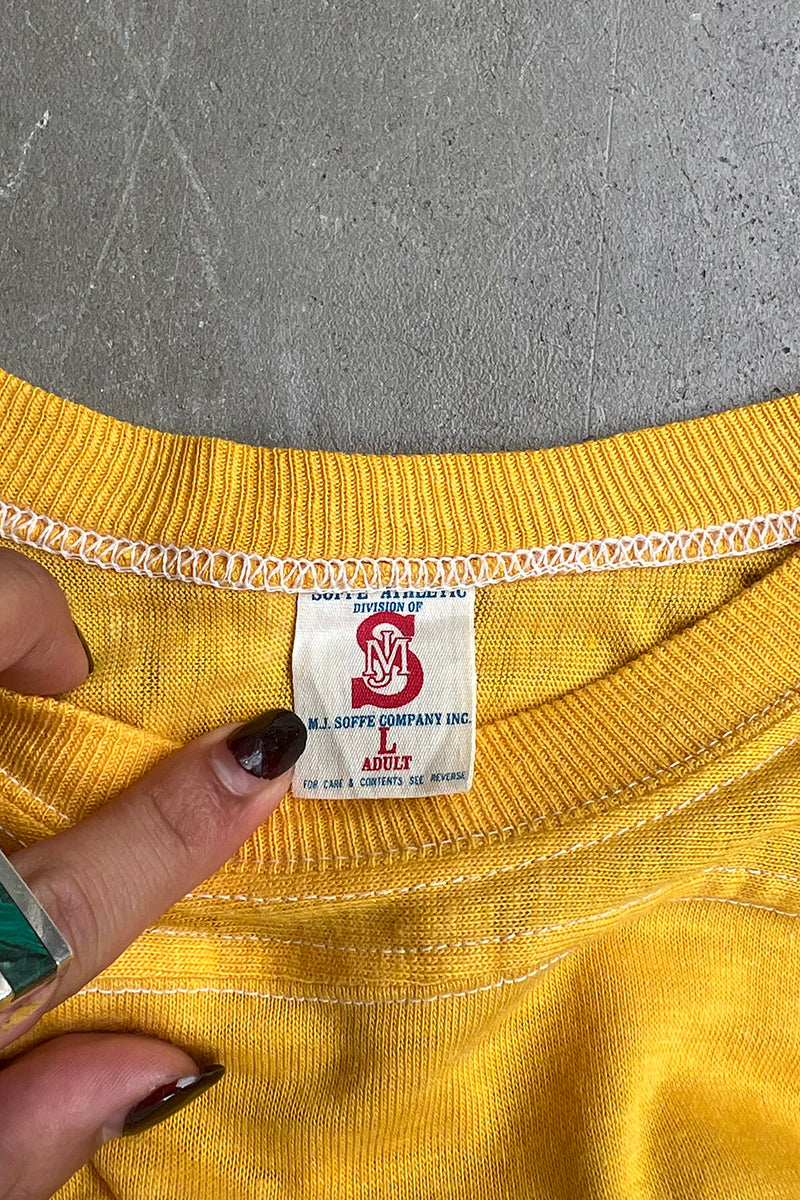 MADE IN USA 80'S RUGBY T-SHIRT / YELLOW [SIZE: L USED]