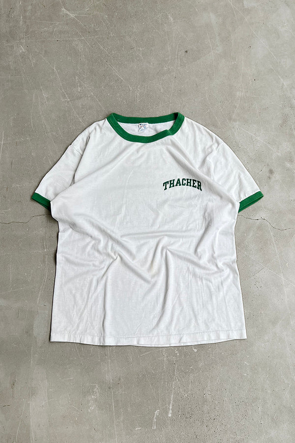 MADE IN USA 80'S RINGER T-SHIRT / WHITE [SIZE: XL USED]