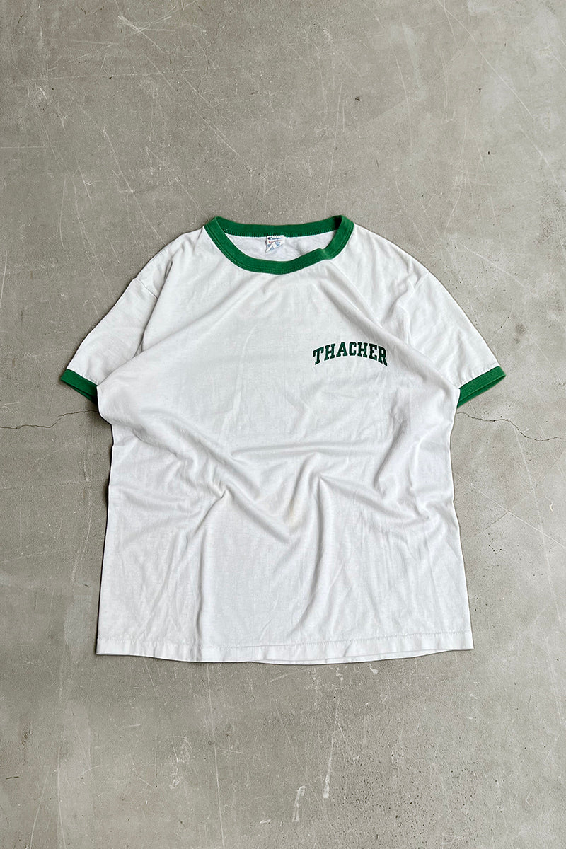 MADE IN USA 80'S RINGER T-SHIRT / WHITE [SIZE: XL USED]