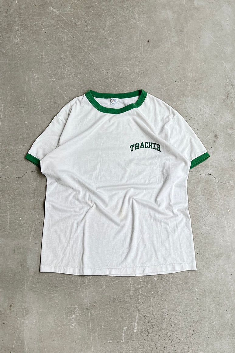 MADE IN USA 80'S RINGER T-SHIRT / WHITE [SIZE: XL USED]