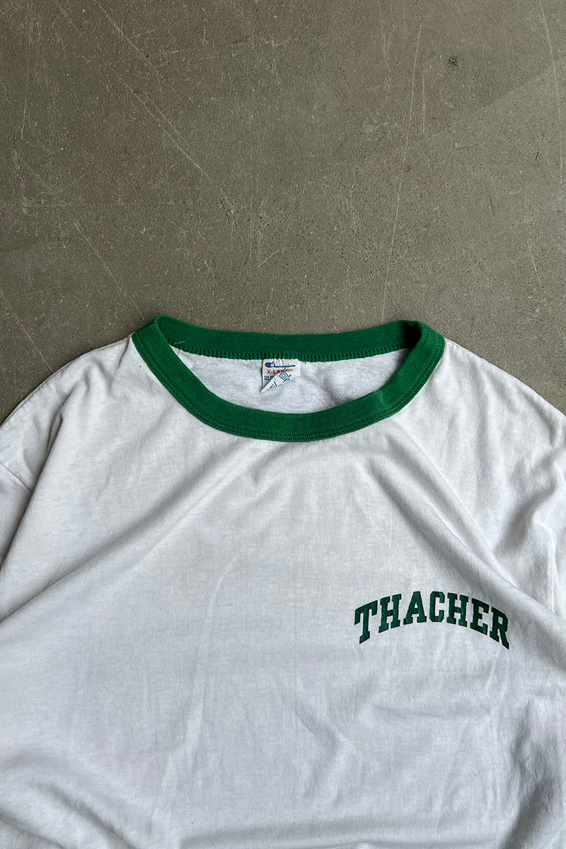MADE IN USA 80'S RINGER T-SHIRT / WHITE [SIZE: XL USED]