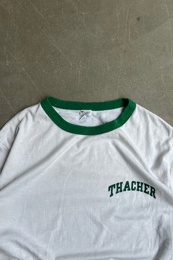 MADE IN USA 80'S RINGER T-SHIRT / WHITE [SIZE: XL USED]