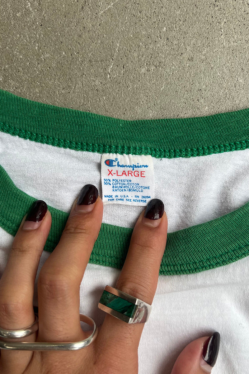 MADE IN USA 80'S RINGER T-SHIRT / WHITE [SIZE: XL USED]