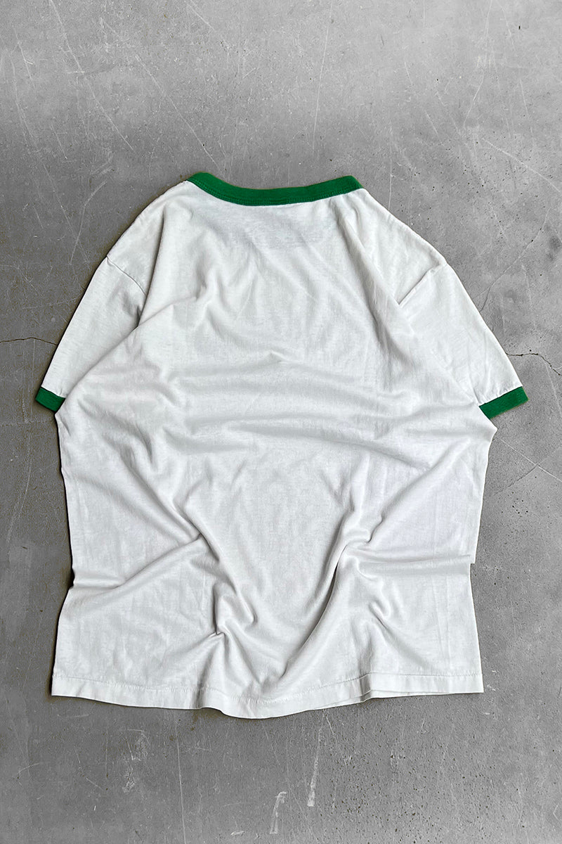 MADE IN USA 80'S RINGER T-SHIRT / WHITE [SIZE: XL USED]