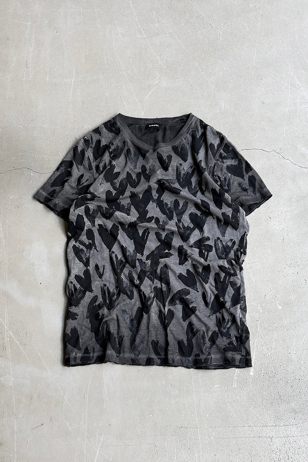 PATTERN PRINT T-SHIRT / BLACK [SIZE: S USED]