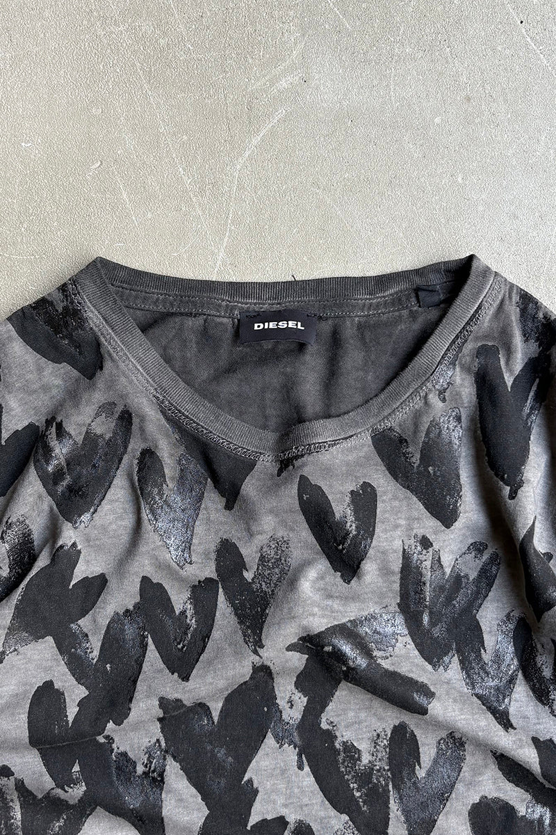 PATTERN PRINT T-SHIRT / BLACK [SIZE: S USED]