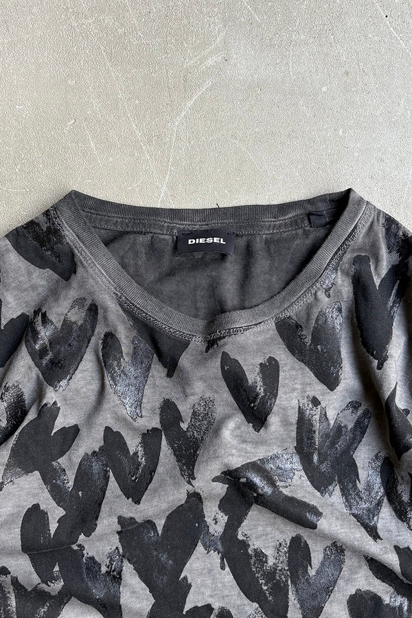 PATTERN PRINT T-SHIRT / BLACK [SIZE: S USED]