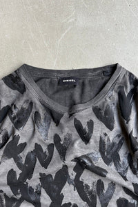 PATTERN PRINT T-SHIRT / BLACK [SIZE: S USED]