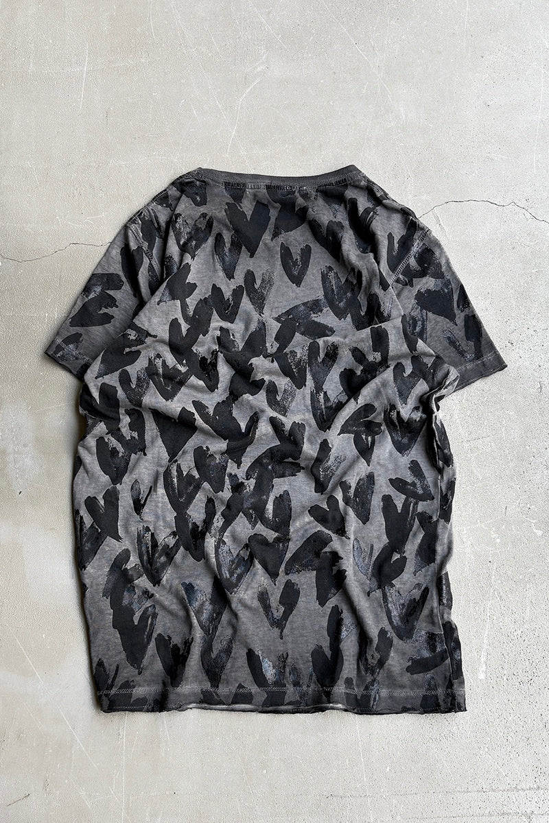 PATTERN PRINT T-SHIRT / BLACK [SIZE: S USED]