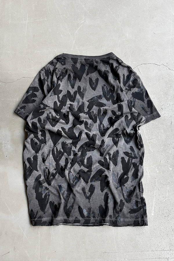 PATTERN PRINT T-SHIRT / BLACK [SIZE: S USED]