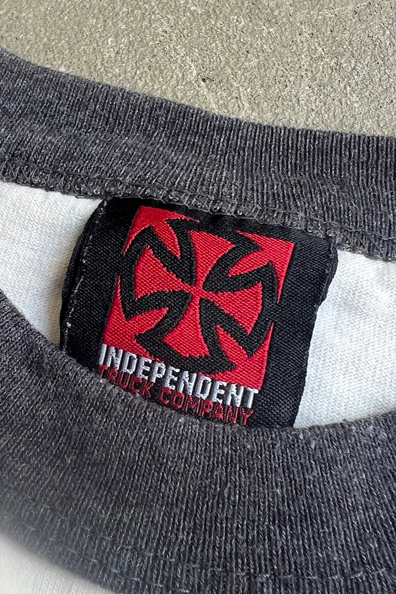 MADE IN USA 90'S RAGLAN LOGO T-SHIRT / WHITE [SIZE: L USED]