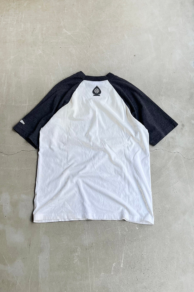 MADE IN USA 90'S RAGLAN LOGO T-SHIRT / WHITE [SIZE: L USED]