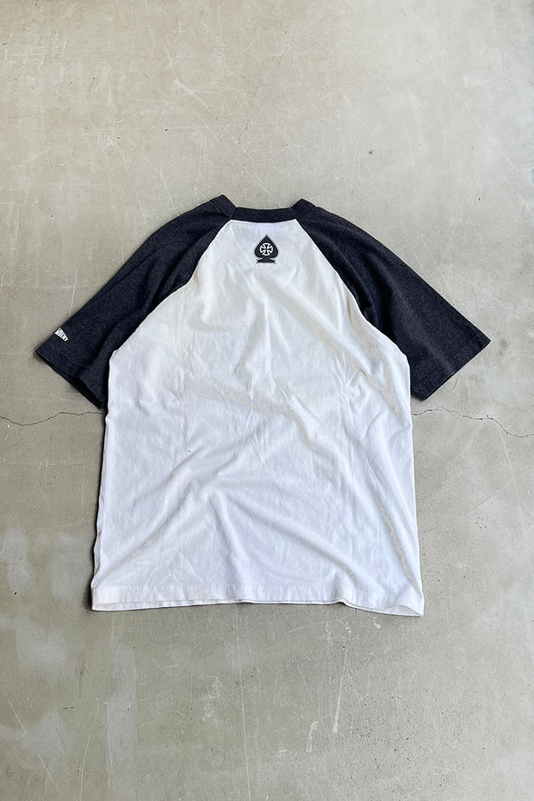 MADE IN USA 90'S RAGLAN LOGO T-SHIRT / WHITE [SIZE: L USED]