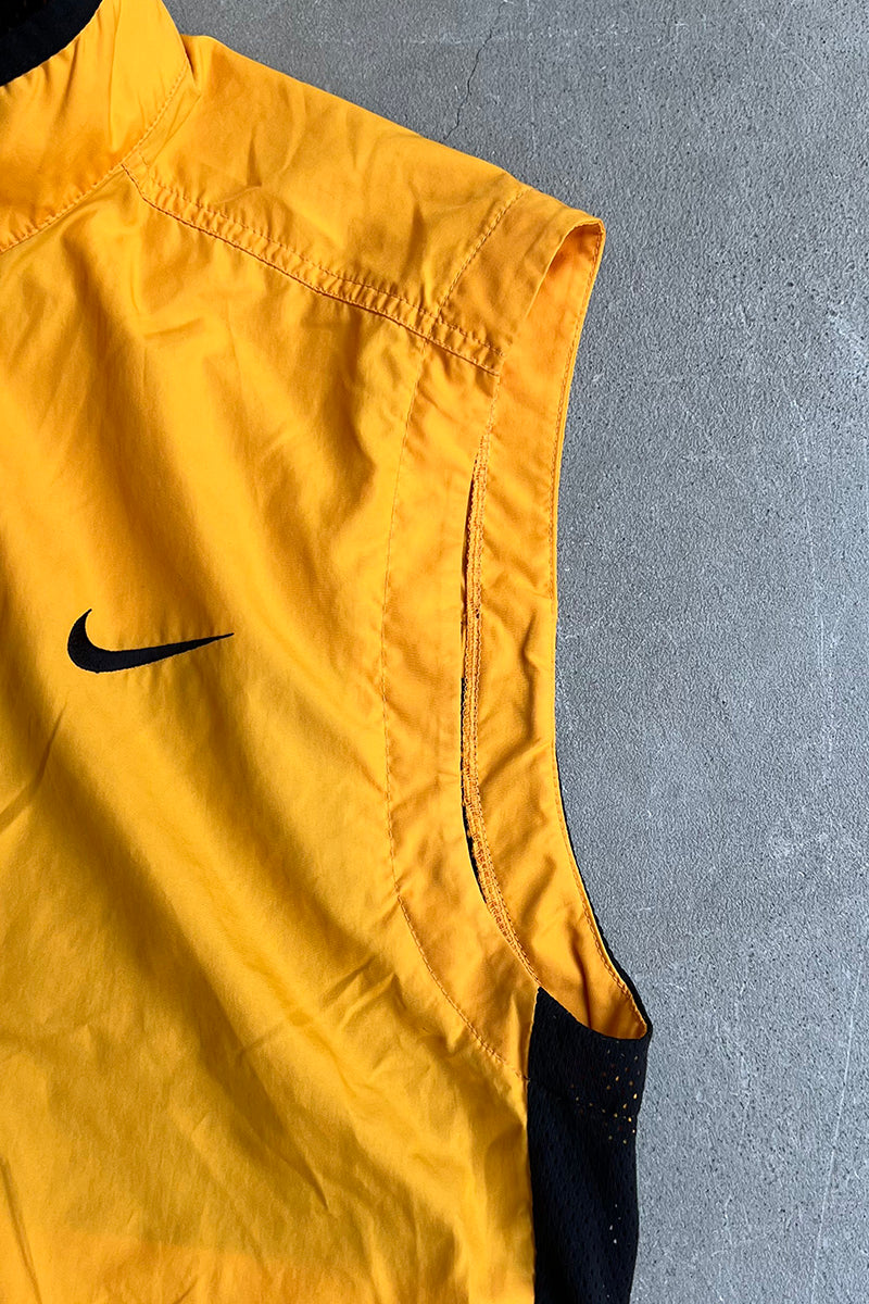 90'S NYLON ZIP UP VEST / YELLOW [SIZE: M USED]