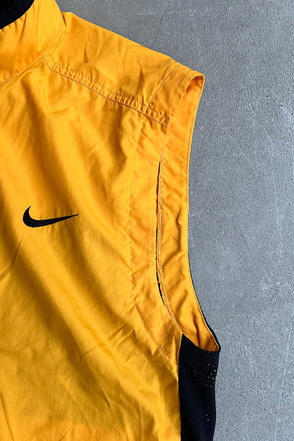 90'S NYLON ZIP UP VEST / YELLOW [SIZE: M USED]