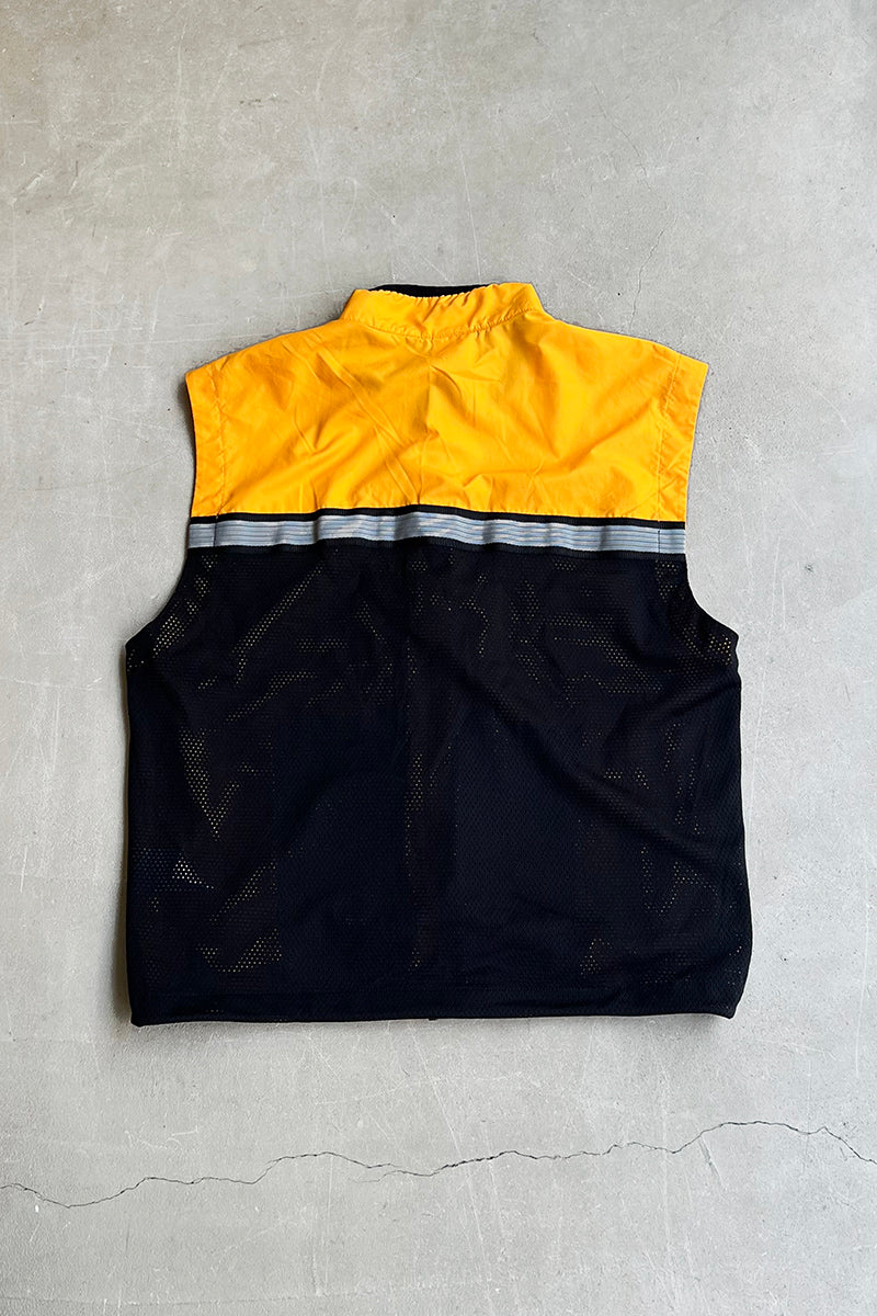 90'S NYLON ZIP UP VEST / YELLOW [SIZE: M USED]
