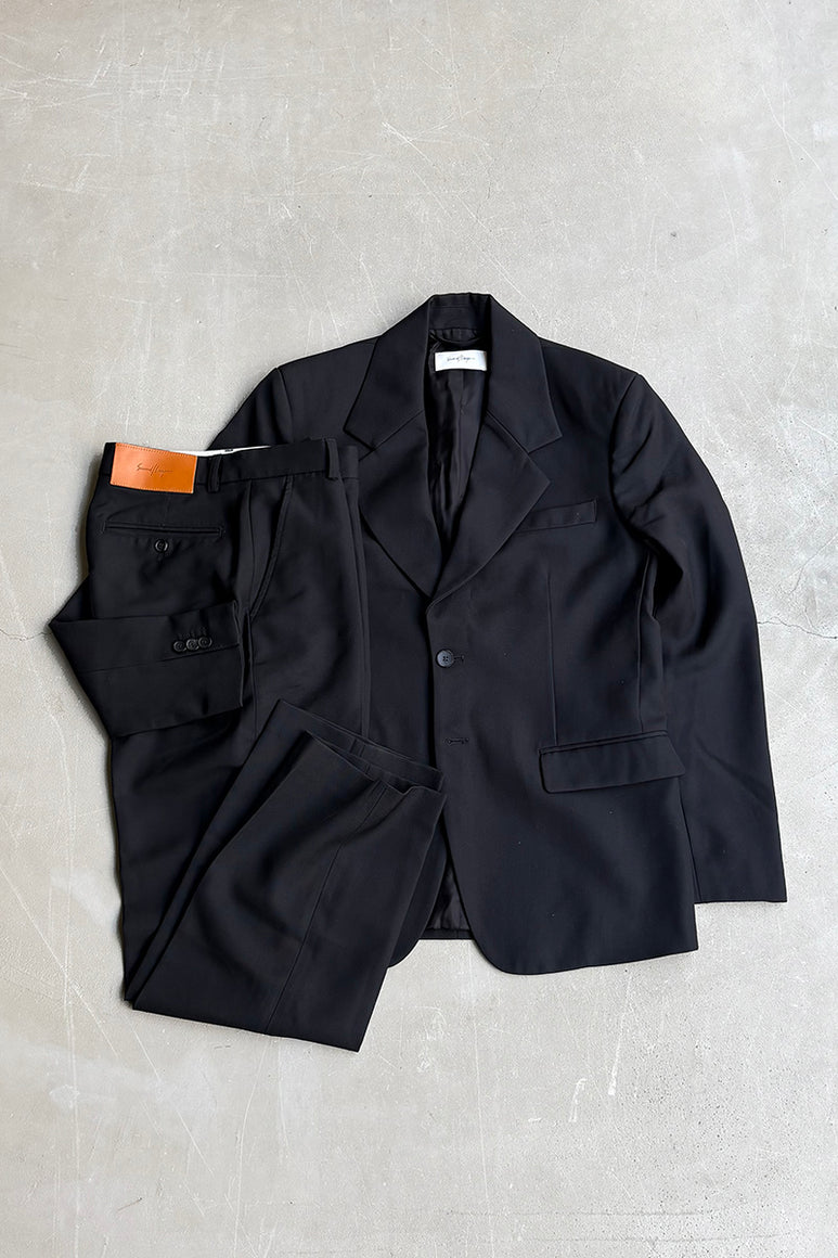 MADE IN ITALY SUIT SET-UP / BLACK ［SIZE: JACKETS 46 PANTS 44 DEADSTOCK/NOS]
