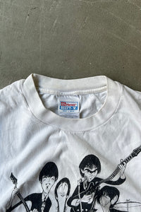 MADE IN USA 90'S AL HIRSCHFELD DRAWING THE BEATLES ART&BAND T-SHIRT / WHITE [SIZE: L USED]