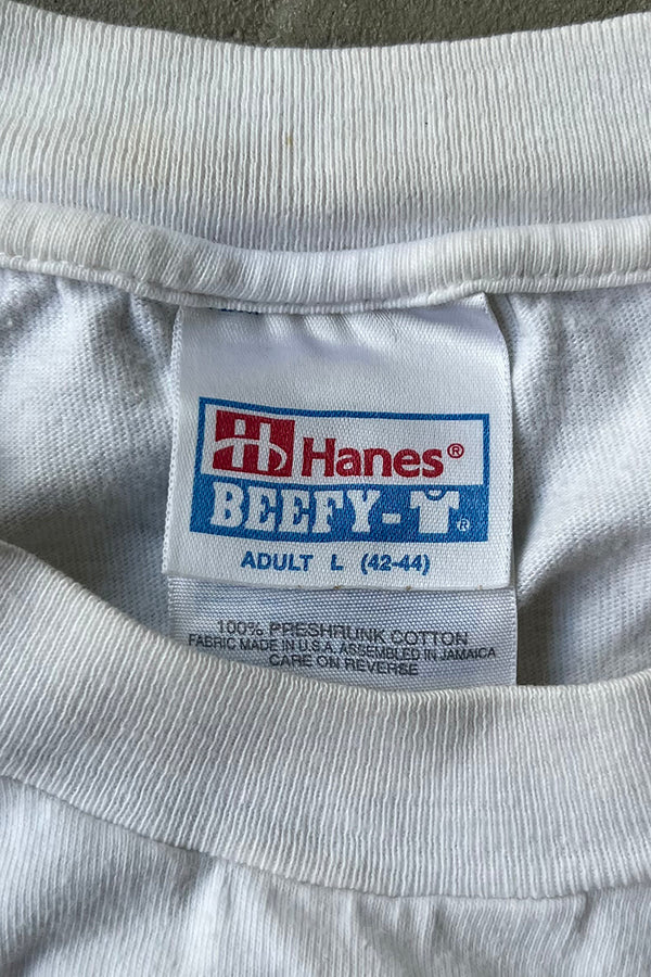 MADE IN USA 90'S AL HIRSCHFELD DRAWING THE BEATLES ART & BAND T-SHIRT / WHITE [SIZE: L USED]