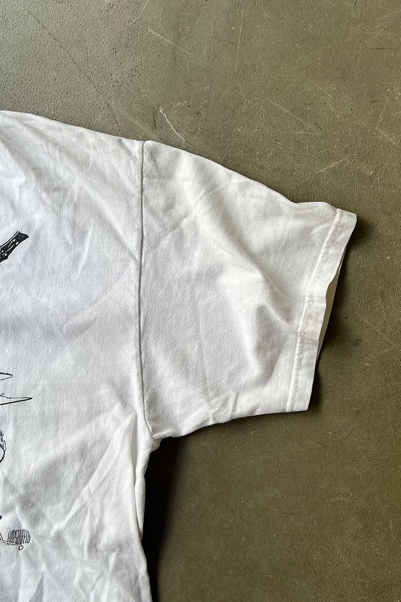 MADE IN USA 90'S AL HIRSCHFELD DRAWING THE BEATLES ART & BAND T-SHIRT / WHITE [SIZE: L USED]