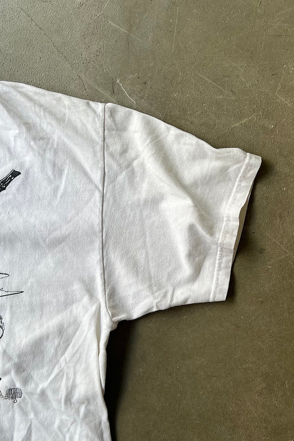 MADE IN USA 90'S AL HIRSCHFELD DRAWING THE BEATLES ART & BAND T-SHIRT / WHITE [SIZE: L USED]