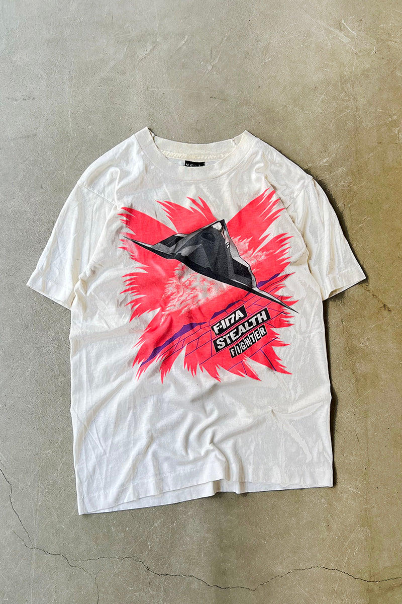 MADE IN USA 80'S STEALTH GRAPHIC T-SHIRT / WHITE [SIZE: M USED]