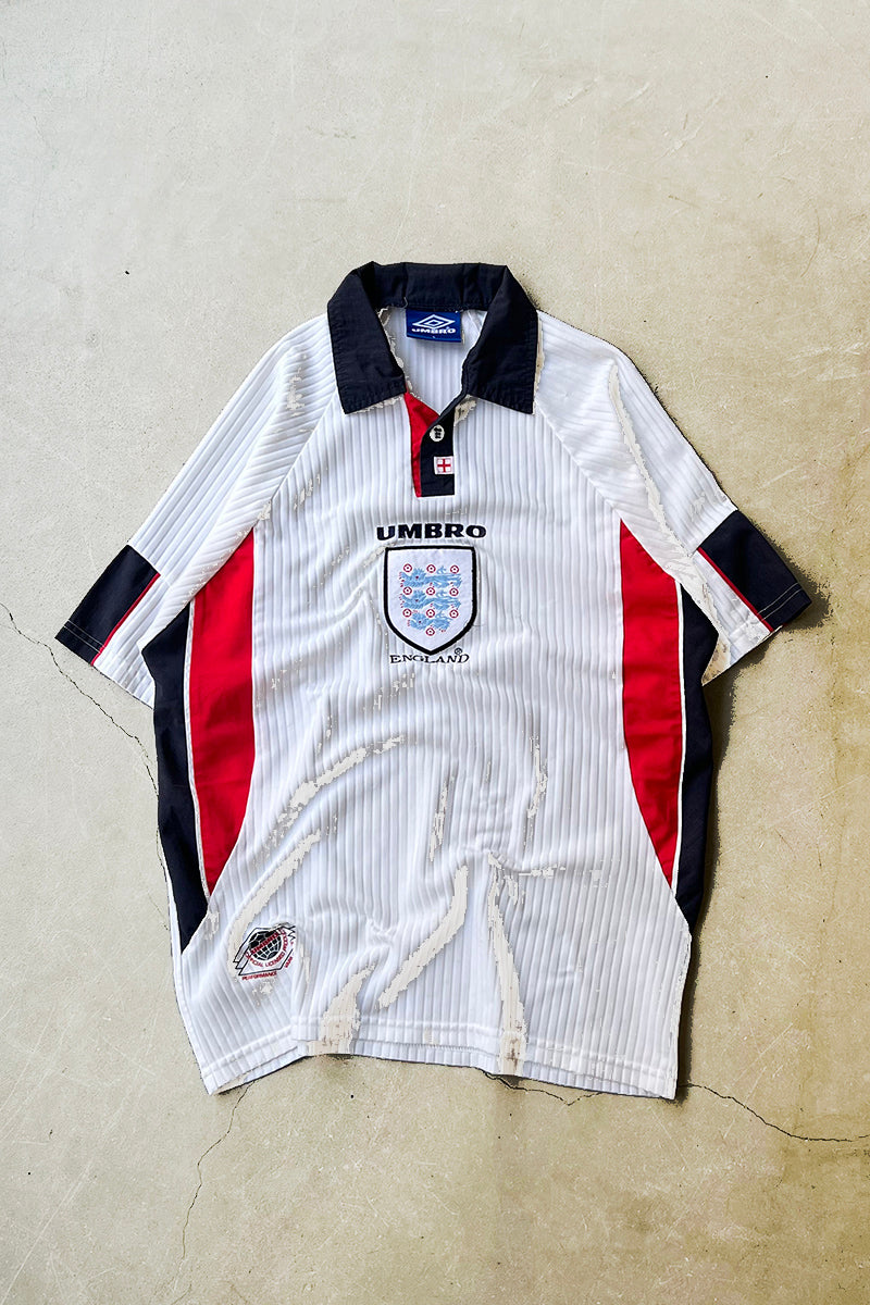 90'S ENGLAND FOOTBALL GAME SHIRT / WHITE [SIZE: L USED]
