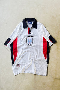 90'S ENGLAND FOOTBALL GAME SHIRT / WHITE [SIZE: L USED]