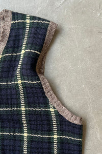 90'S WOOL SILK CHECK VEST / BLACK [SIZE: S USED]