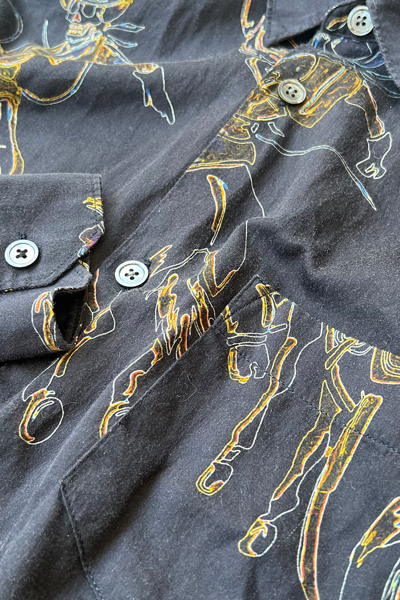 L/S PATTERN SHIRT / BLACK [SIZE: 46 USED]