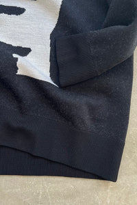 FACE DESIGN VISCOSE KNIT SWEATER / BLACK [SIZE: M USED]