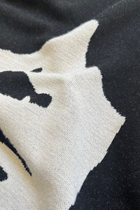 FACE DESIGN VISCOSE KNIT SWEATER / BLACK [SIZE: M USED]