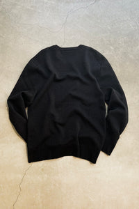 FACE DESIGN VISCOSE KNIT SWEATER / BLACK [SIZE: M USED]