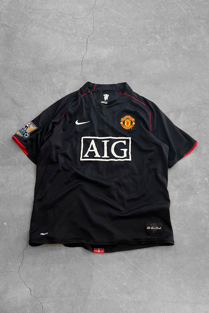 Y2K 07-08'S MANCHESTER UNITED FOOTBALL GAME SHIRT / BLACK [SIZE: M USED]
