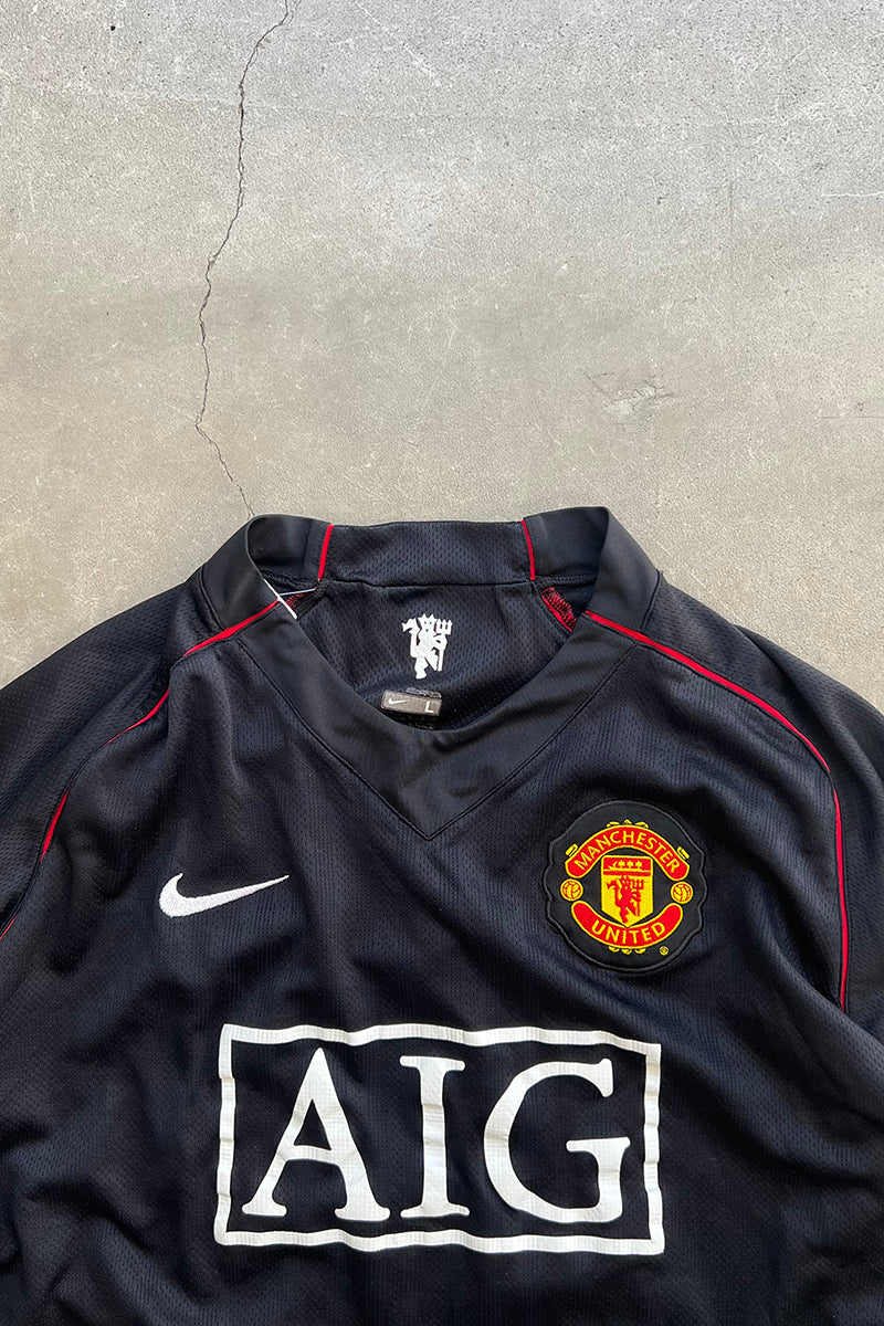 Y2K 07-08'S MANCHESTER UNITED FOOTBALL GAME SHIRT / BLACK [SIZE: M USED]