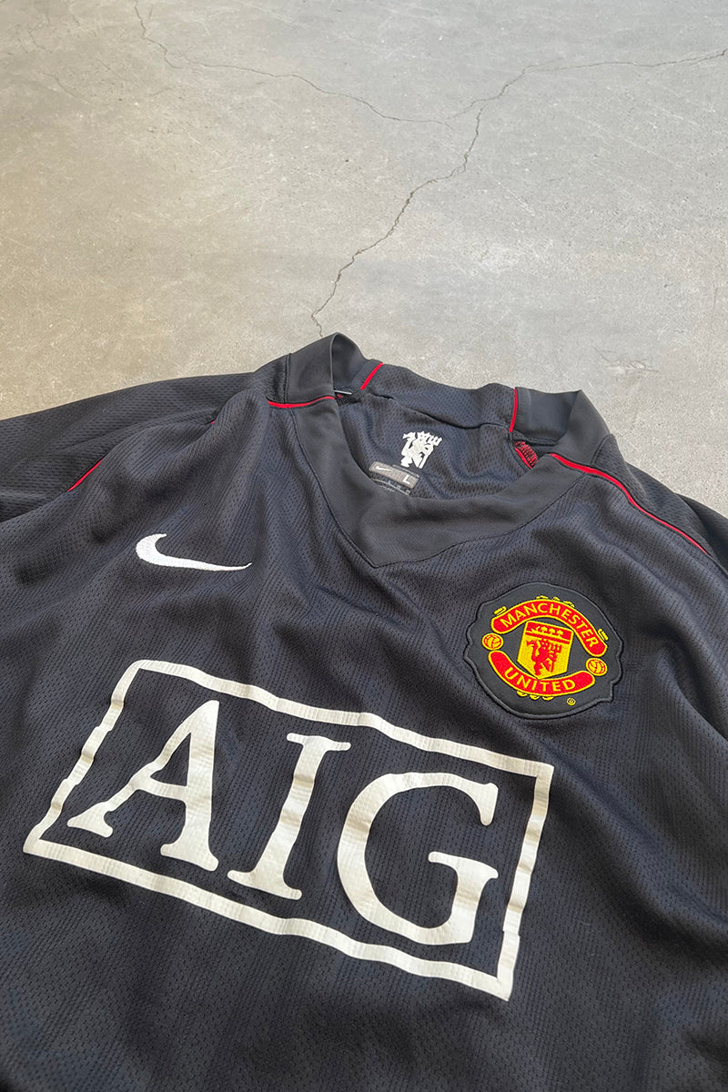 Y2K 07-08'S MANCHESTER UNITED FOOTBALL GAME SHIRT / BLACK [SIZE: M USED]