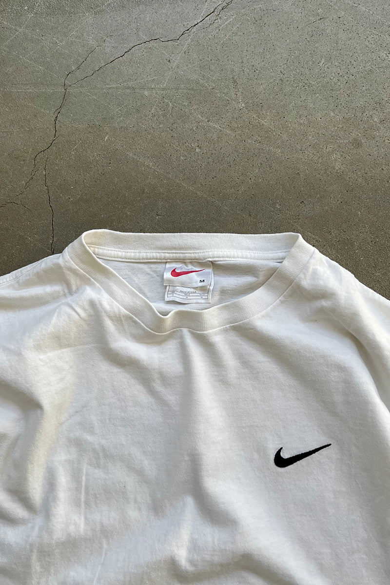 MADE IN USA 90'S ONE POINT LOGO T-SHIRT / WHITE [SIZE: M USED]