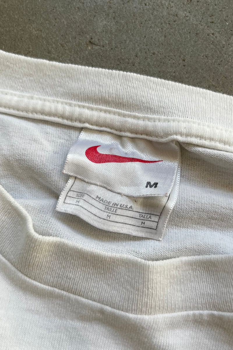 MADE IN USA 90'S ONE POINT LOGO T-SHIRT / WHITE [SIZE: M USED]