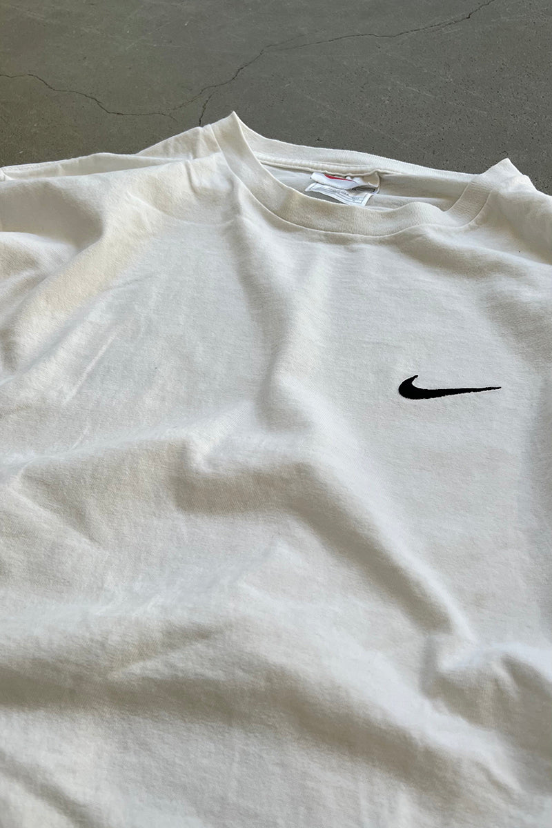 MADE IN USA 90'S ONE POINT LOGO T-SHIRT / WHITE [SIZE: M USED]