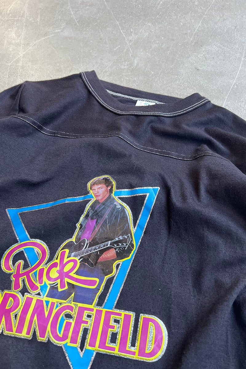 MADE IN USA 80'S RICK SPRINGFIELD MUSIC T-SHIRT / BLACK [SIZE: S NOS/DEADSTOCK]