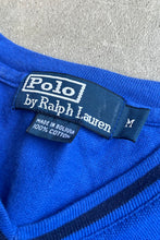 画像をギャラリービューアに読み込む, 90&#39;S V-NECK ONE POINT LOGO T-SHIRT  / BLUE [SIZE: M USED]
