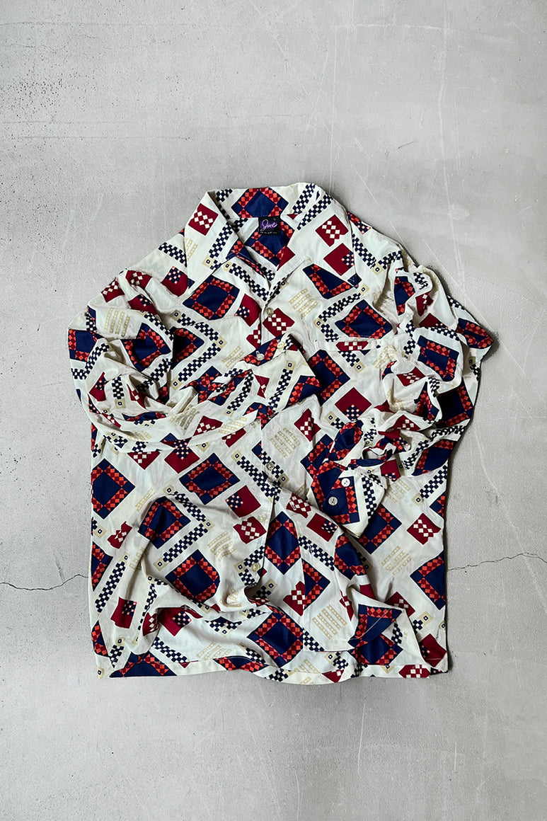 70'S L/S PATTERN SHIRT / IVORY [SIZE: L USED]
