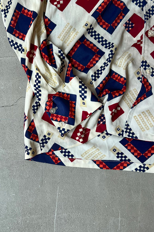 70'S L/S PATTERN SHIRT / IVORY [SIZE: L USED]
