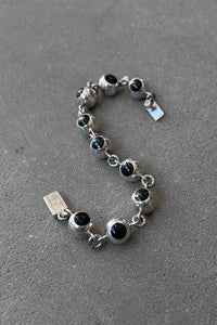 MADE IN MEXICO 925 SILVER BRACELET W/ONYX / SILVER  [SIZE: ONE SIZE USED]