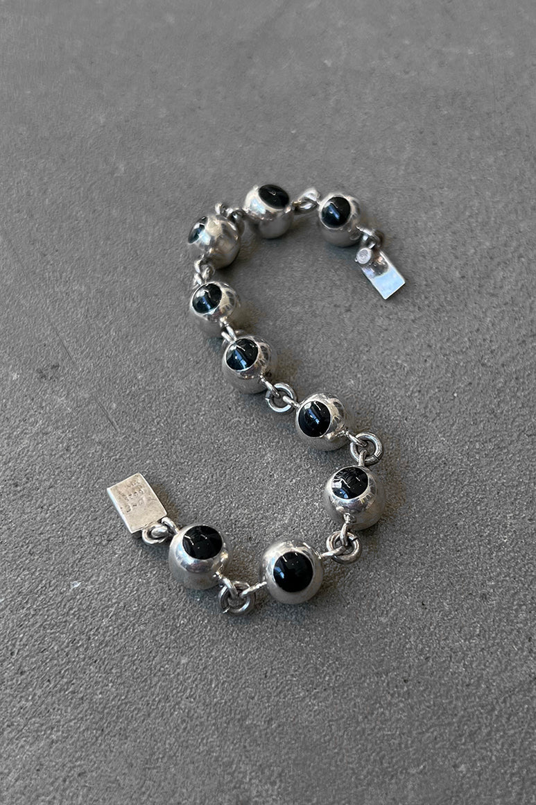 MADE IN MEXICO 925 SILVER BRACELET W/ONYX / SILVER  [SIZE: ONE SIZE USED]
