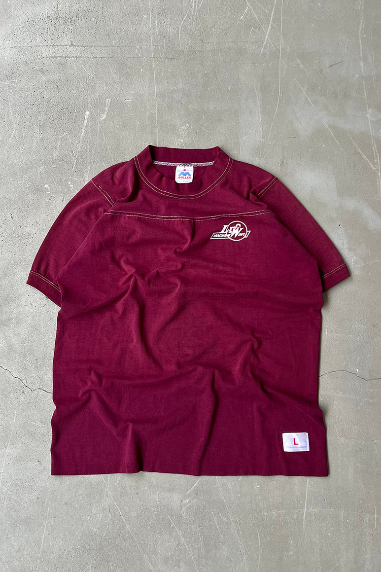 MADE IN USA 80-90'S PRINT T-SHIRT  / BURGUNDY [SIZE: L USED]