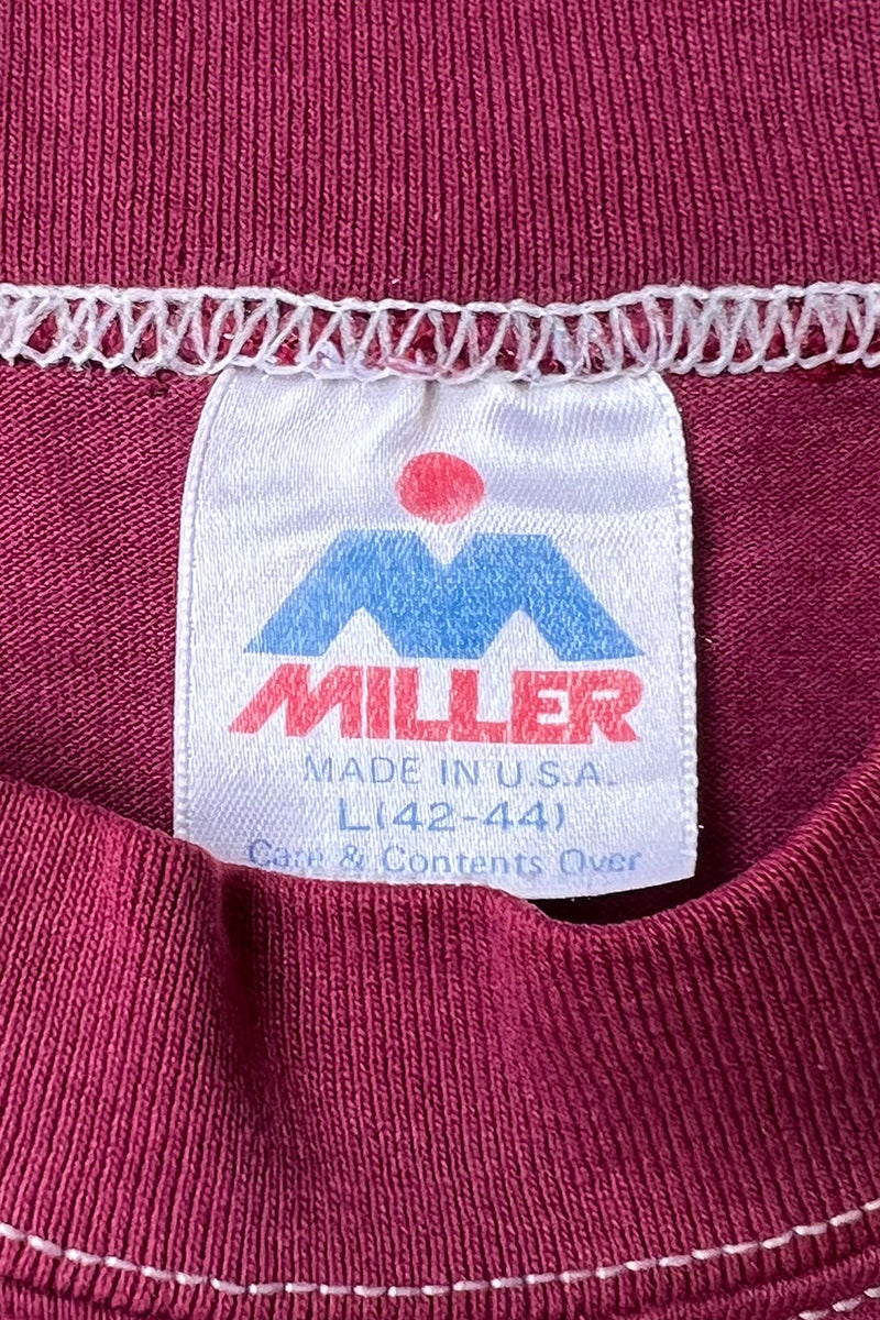 MADE IN USA 80s-90s PRINT T-SHIRT / BURGUNDY [SIZE: L USED]