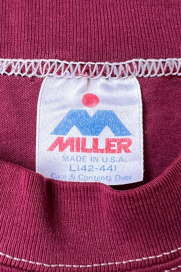 MADE IN USA 80s-90s PRINT T-SHIRT / BURGUNDY [SIZE: L USED]
